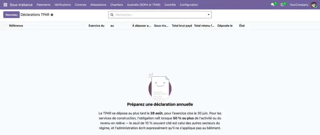 Le rapport TPAR annuel