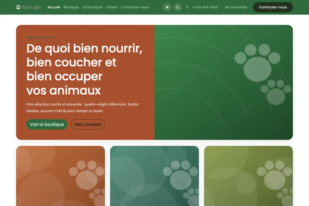 Thème Animalerie — Boutique en ligne (pro) — capture 1