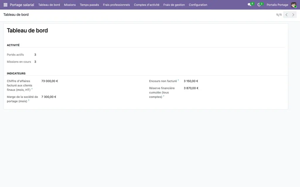 Portage salarial — consultants, missions, temps passé (gratuit) — capture 5