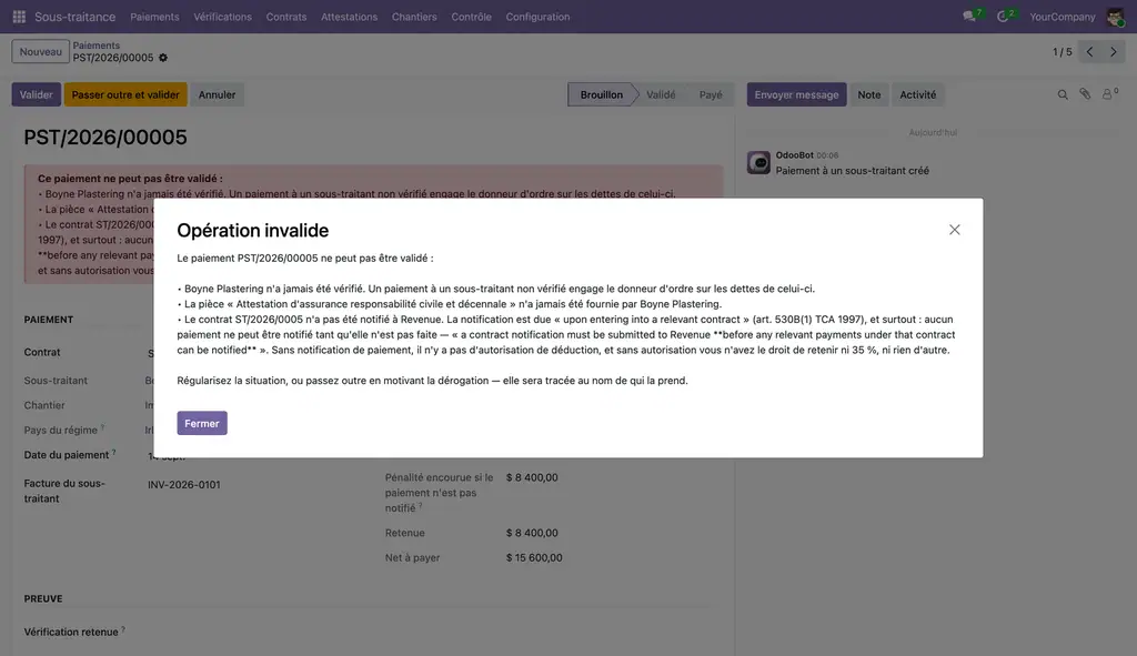 Le refus opposé à un paiement sans autorisation valable