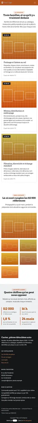 Les familles de pièces à 414 px