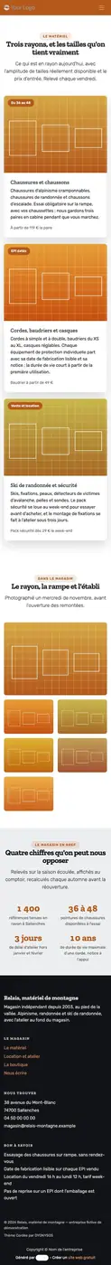 Le matériel à 414 px