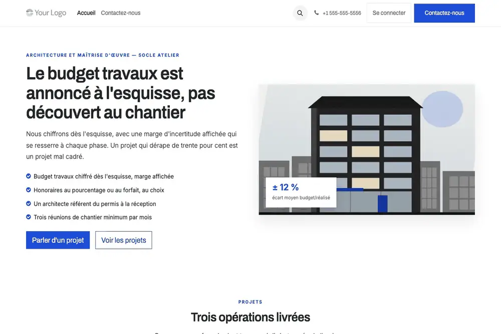 Thème Socle — Agence d'architecture et BE (gratuit) — capture 1